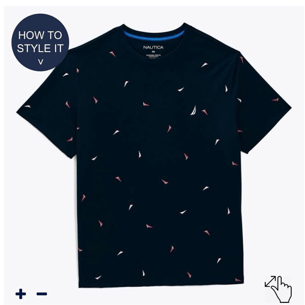 Nautica J Class Print Jersey Tee Navy‎ 2XLT NWT
